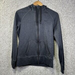 Nike Hoodie Mens Medium Gray Therma-Fit Full Zip Fleece Swoosh Logo Sweatshirt